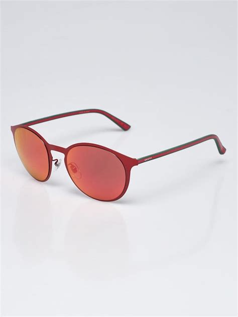 gucci gg0504s|Gucci Red Metal/Rubber Round Sunglasses .